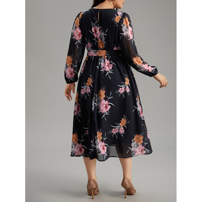 Elegant senior floral waist dress MIDI skirt