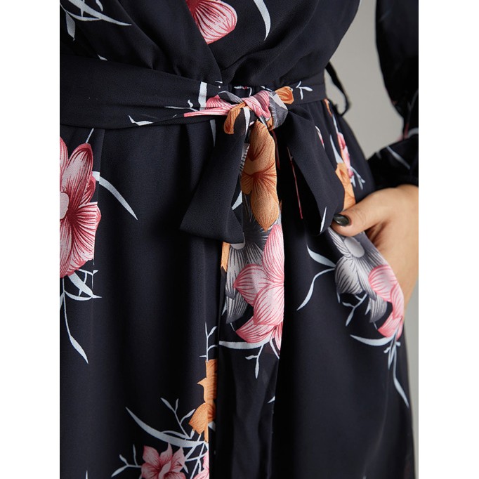 Elegant senior floral waist dress MIDI skirt