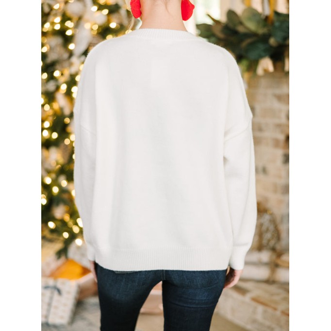 Cream White Script Sweater