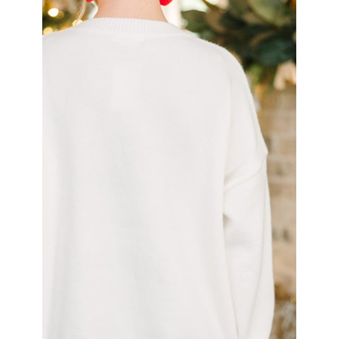 Cream White Script Sweater