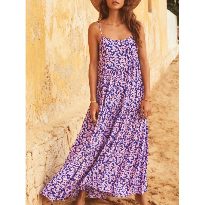 Floral holiday dress with straps for women