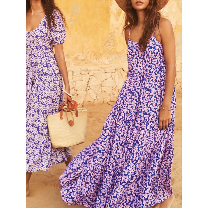 Floral holiday dress with straps for women