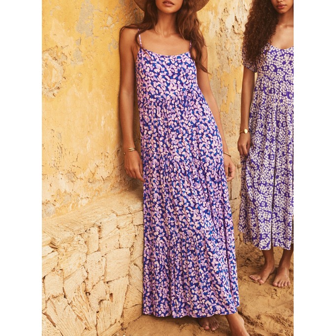 Floral holiday dress with straps for women