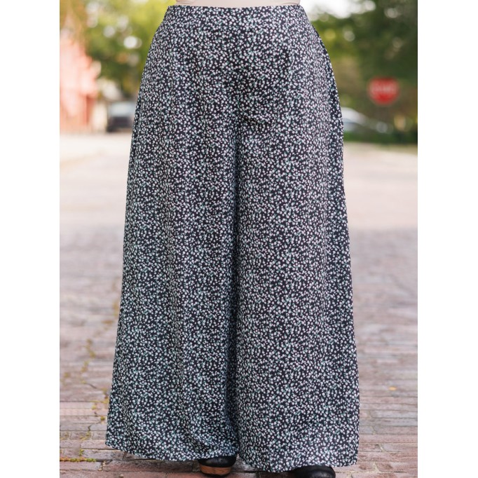 Floral pattern loose wide leg pants