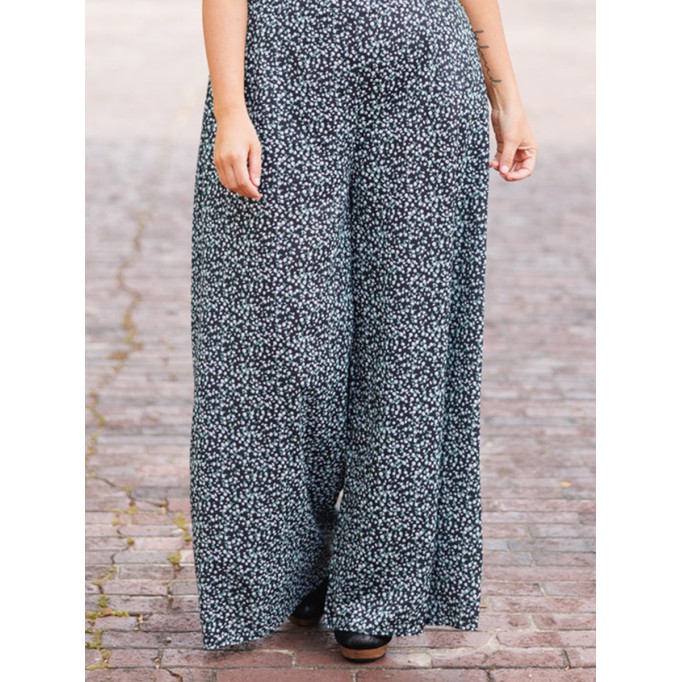 Floral pattern loose wide leg pants