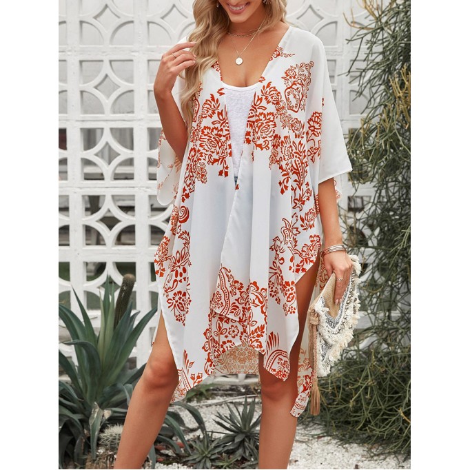 Floral Side Slit Cover Up