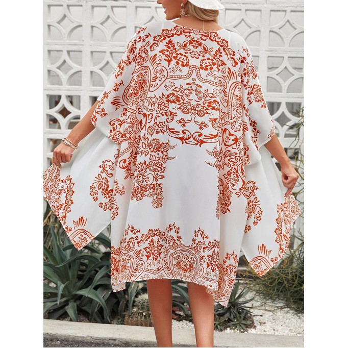 Floral Side Slit Cover Up