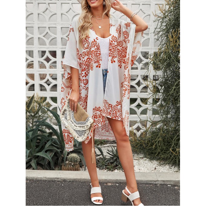 Floral Side Slit Cover Up
