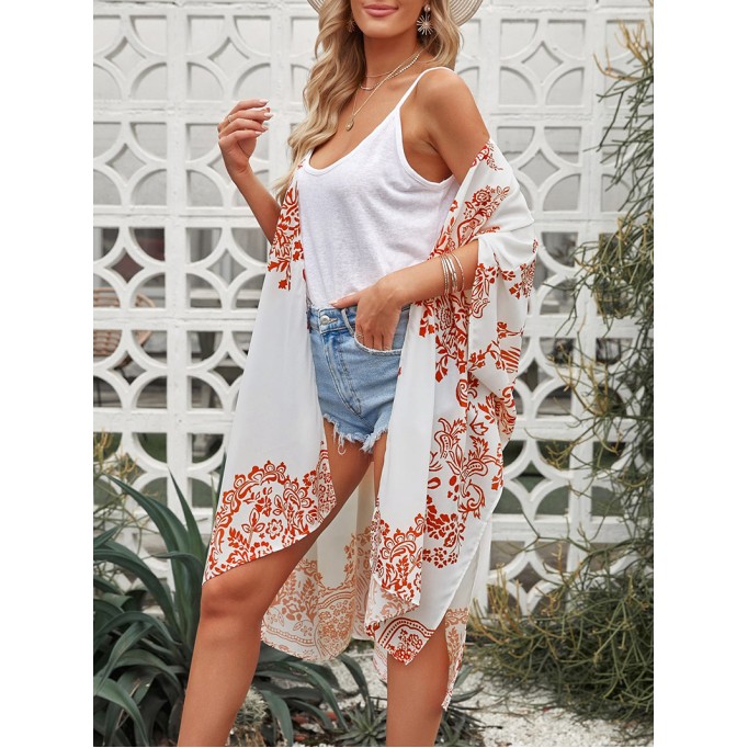 Floral Side Slit Cover Up