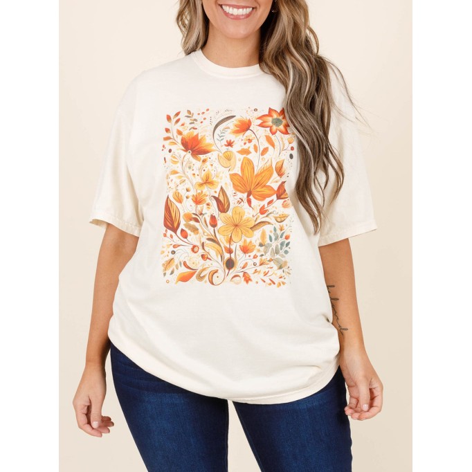 Flower and Plant Pattern T-shirt