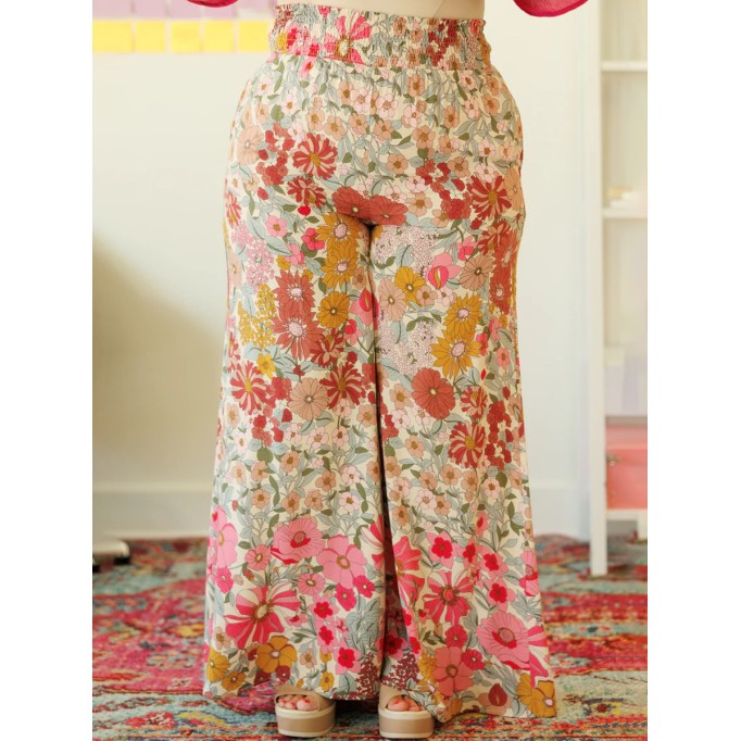 FLOWER PATTERN LOOSE WIDE LEG PANTS