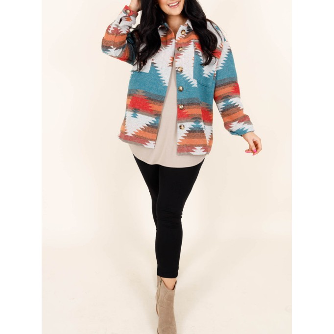 Geometric contrasting pattern jacket