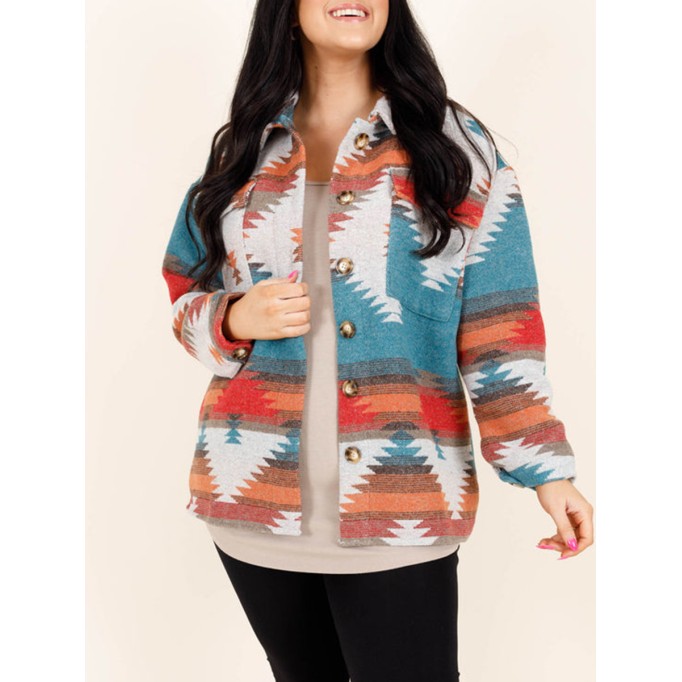 Geometric contrasting pattern jacket