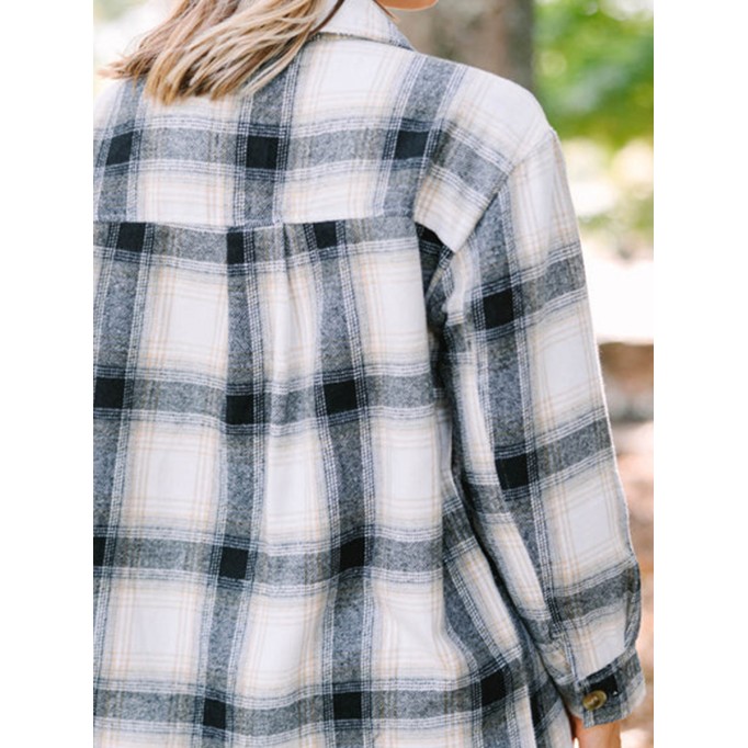 Black Plaid Fleece Lined Shacket