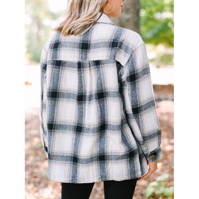 Black Plaid Fleece Lined Shacket