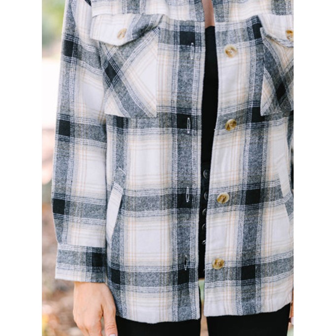 Black Plaid Fleece Lined Shacket