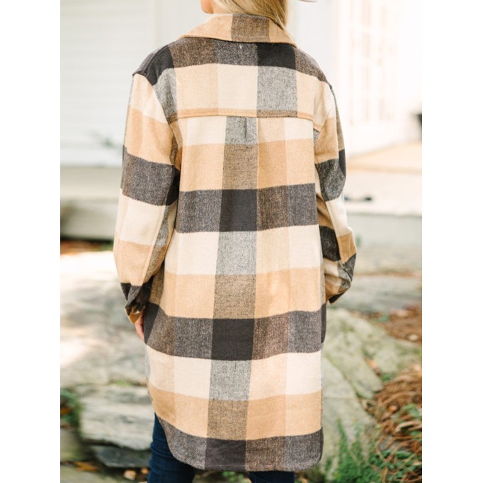 Camel Brown Plaid Shacket