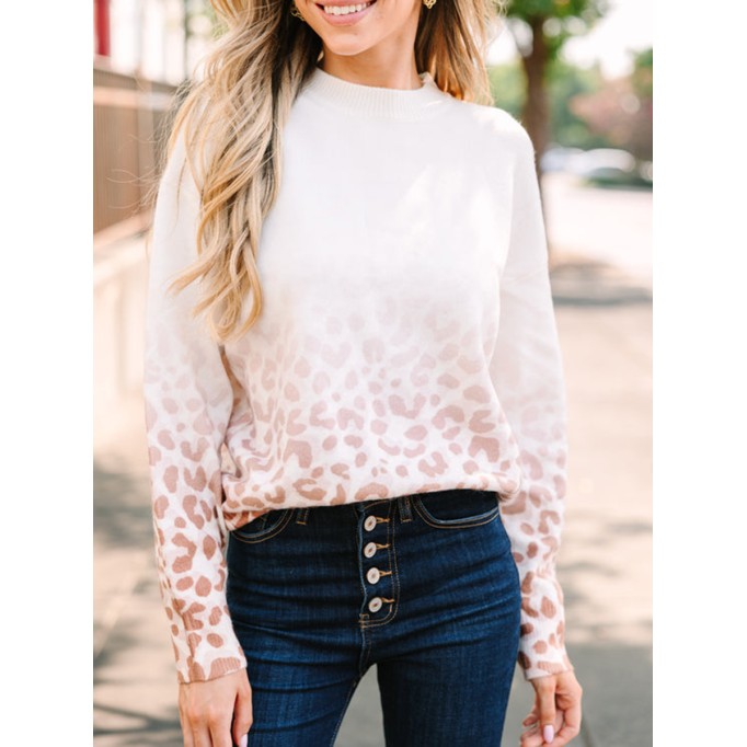 Gradient leopard print sweater