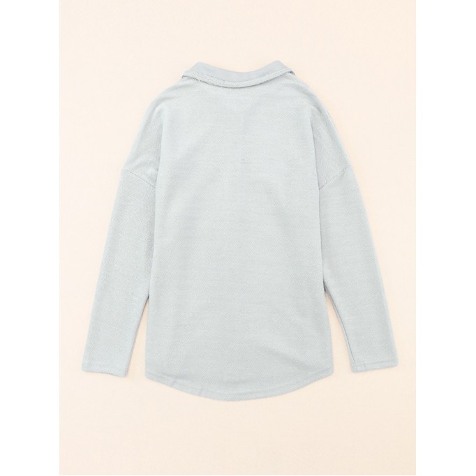 Gray Contrast Flap Pockets Relaxed Shacket