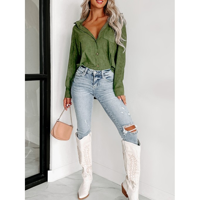 Green deerskin velvet shirt