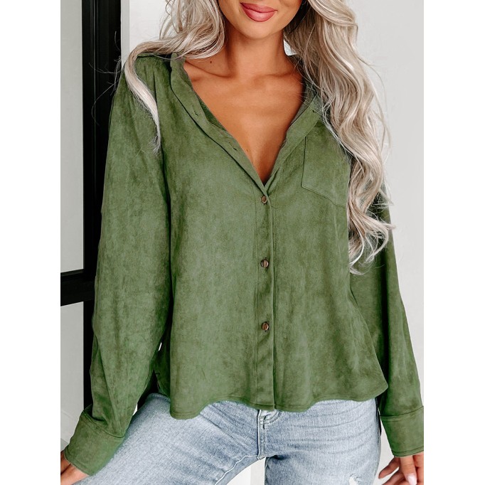 Green deerskin velvet shirt