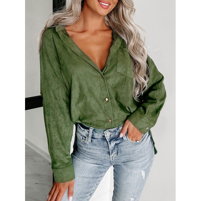 Green deerskin velvet shirt