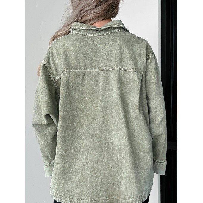 Green denim shirt