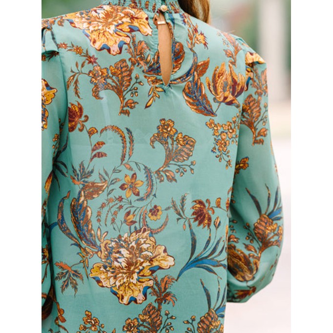 Green Floral Blouse