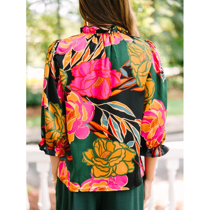 Green Floral Blouse