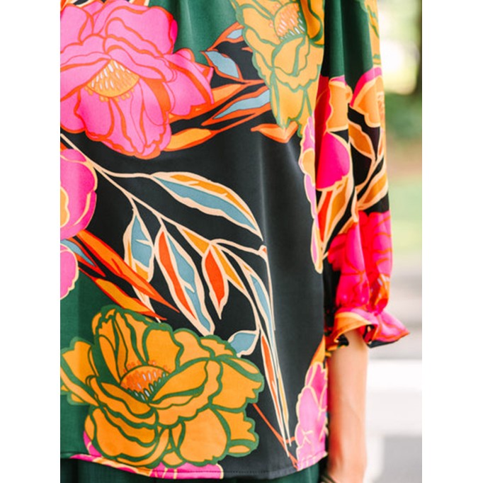Green Floral Blouse