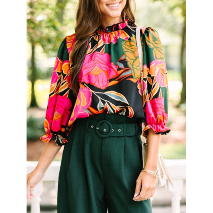 Green Floral Blouse
