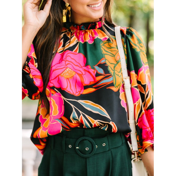 Green Floral Blouse