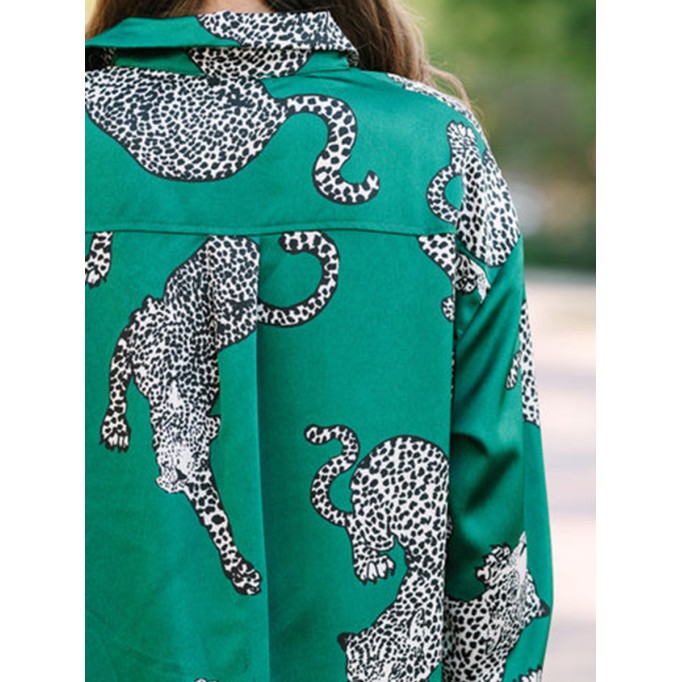 Green Leopard Blouse