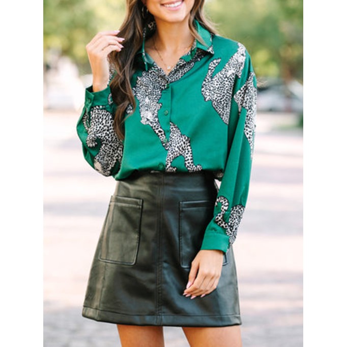 Green Leopard Blouse