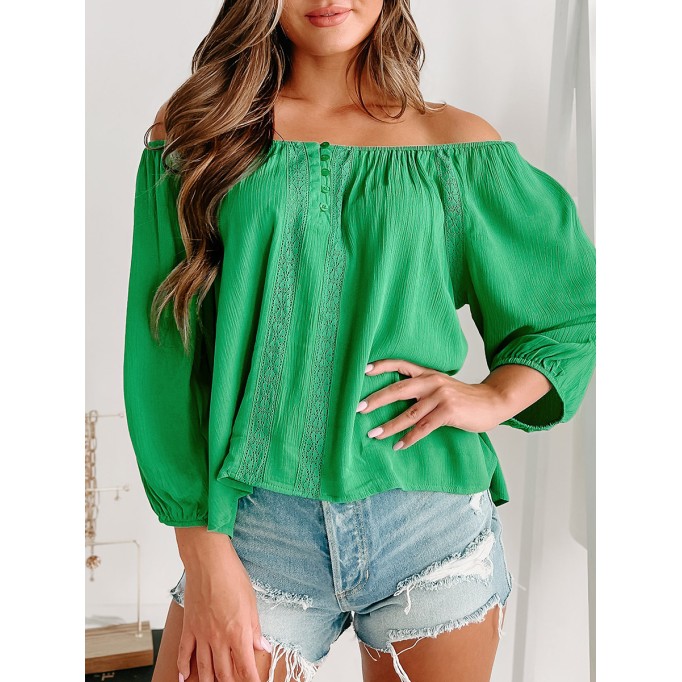 Green one-shoulder shirt