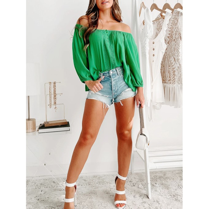 Green one-shoulder shirt