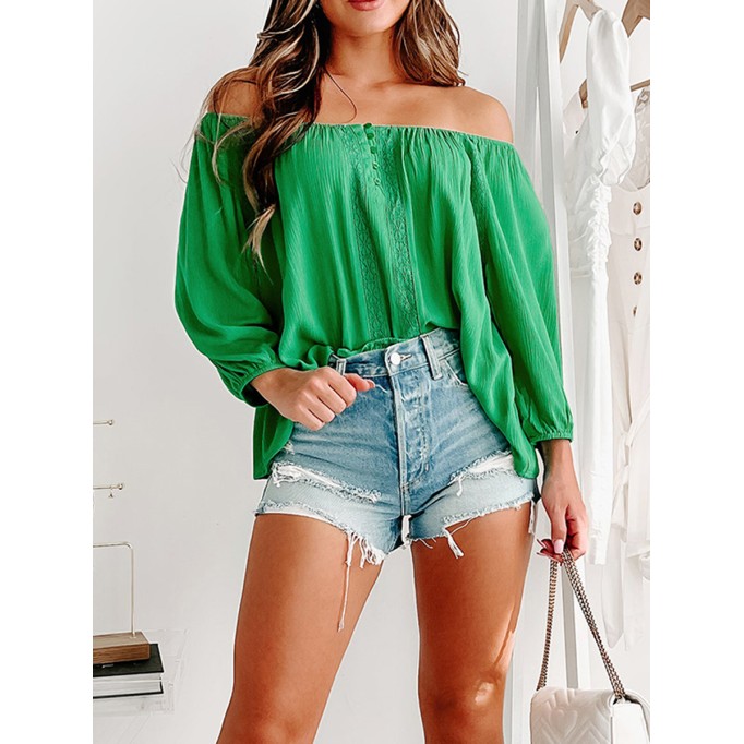 Green one-shoulder shirt