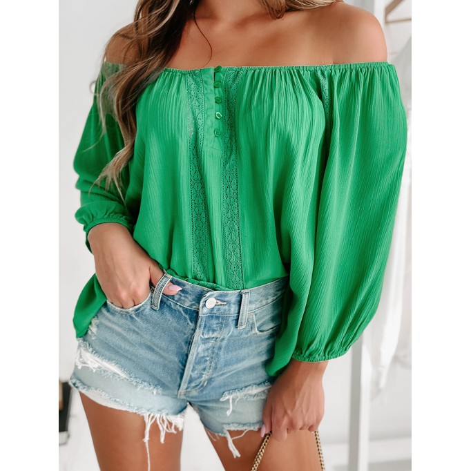 Green one-shoulder shirt