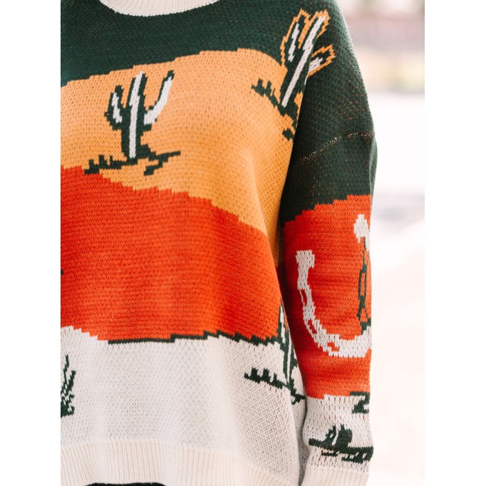Heading Out Green Cactus Sweater