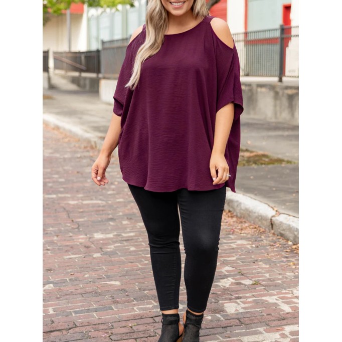Hollow Off Shoulder Short Sleeve T-shirt