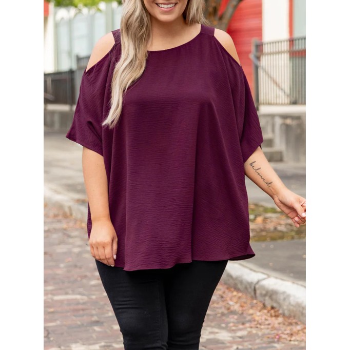 Hollow Off Shoulder Short Sleeve T-shirt