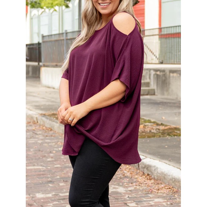 Hollow Off Shoulder Short Sleeve T-shirt