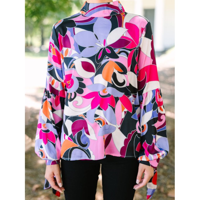 Hot Pink Abstract Blouse