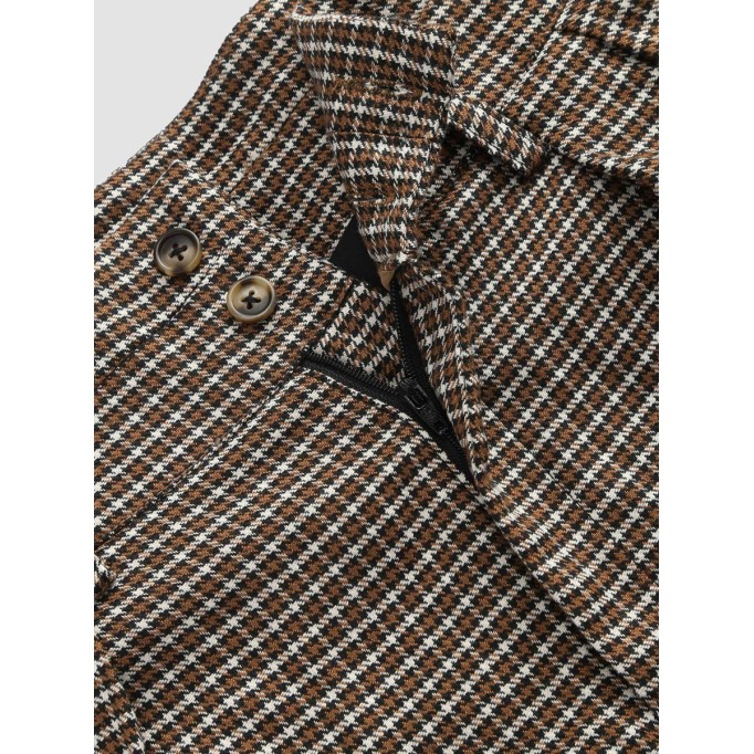 Houndstooth High Waist Belted Wide Leg Trousers