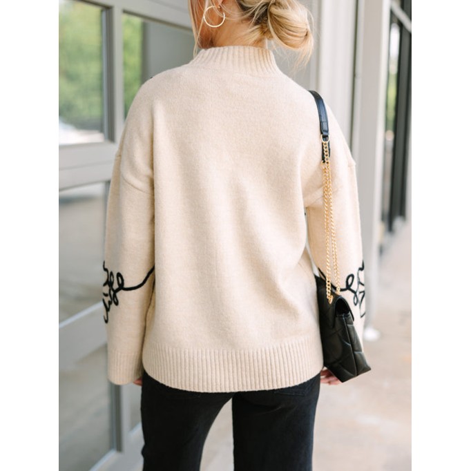 Natural Brown Floral Sweater