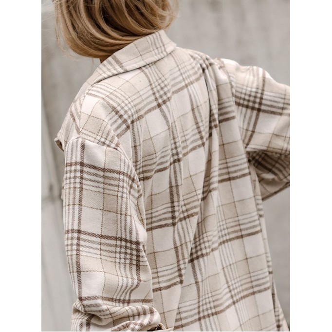 Khaki Plaid Removable Hood Buttoned Shacket