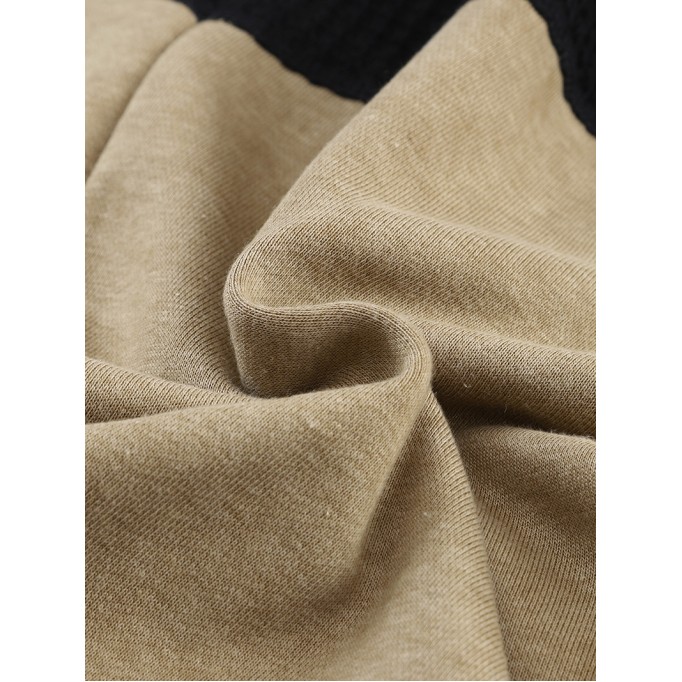 Khaki Waffle Patchwork Vintage Washed Hooded Jacket