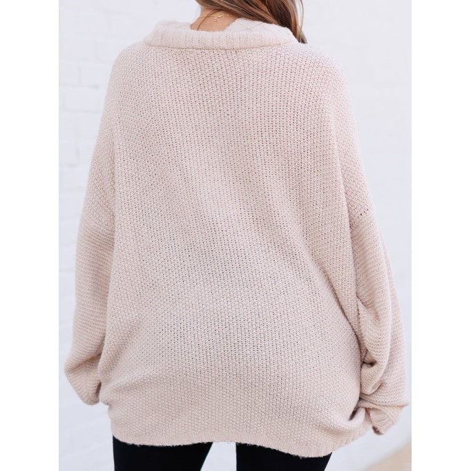 Knitted Jacquard Zipper Loose Sweater