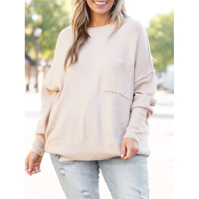 Knitted Pocket Loose Sweater