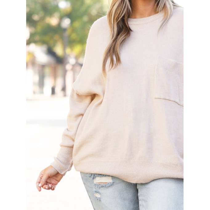 Knitted Pocket Loose Sweater